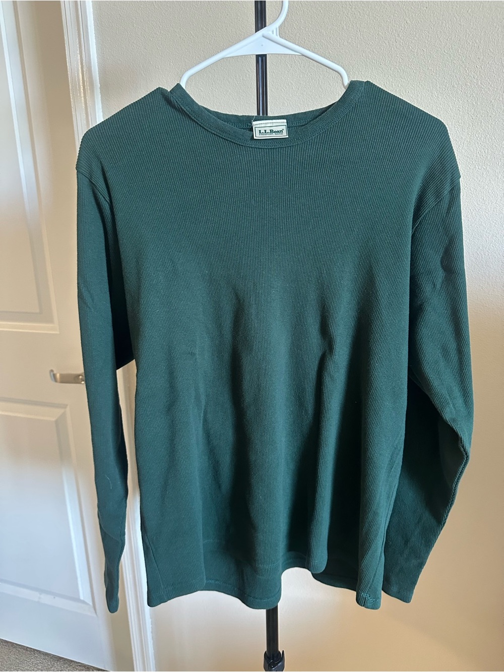 L.L. Bean Dark Green Thermal Ribbed Long Sleeve Shirt